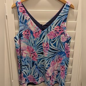 Lilly Pulitzer Florin tank top, size L large, EUC Mr. Peacock Blue Tweethearts